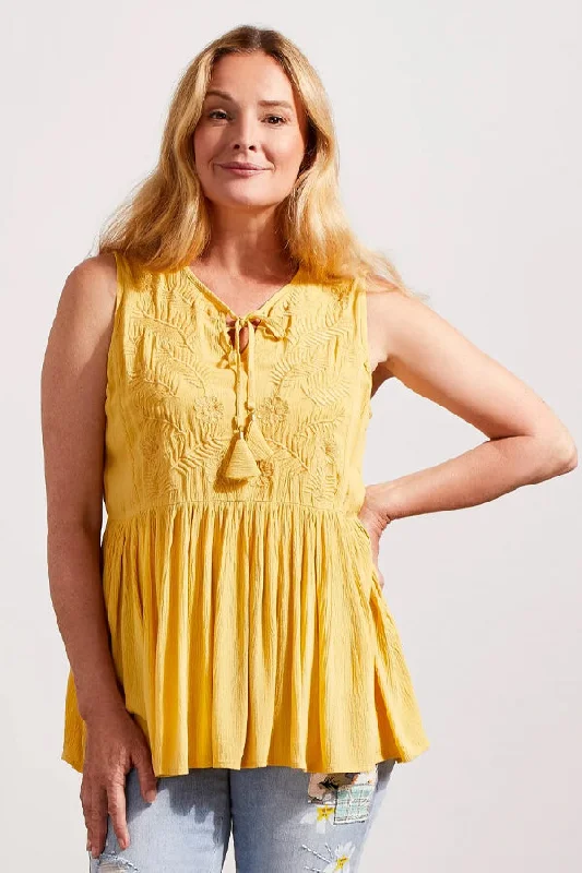 Women's Casual T-shirts and Blouses -Tribal Embroidered Babydoll Blouse