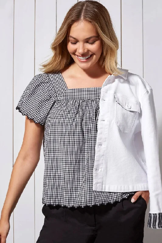 Women's Blouses for Layering -Tribal Square Neck Blouse