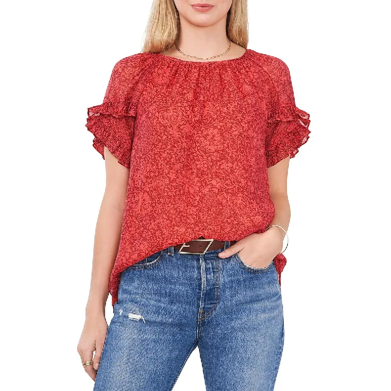 Women's Blouses with Frills -Vince Camuto Womens Paisley Ruffle Sleeve Blouse