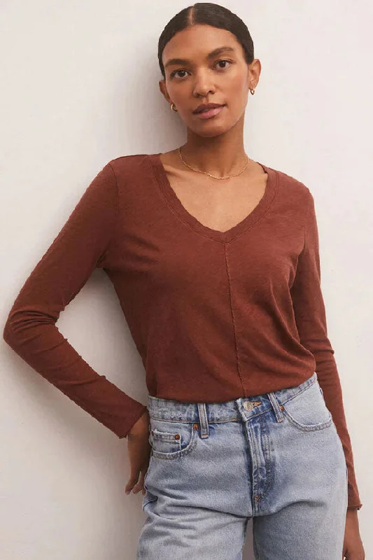 Women's Versatile Long Sleeve T-shirt with Trendy Design -Z Supply Dream Slub Long Sleeve Tee Women's Versatile Long Sleeve T-shirt with Trendy Design -Z Supply Dream Slub Long Sleeve Tee