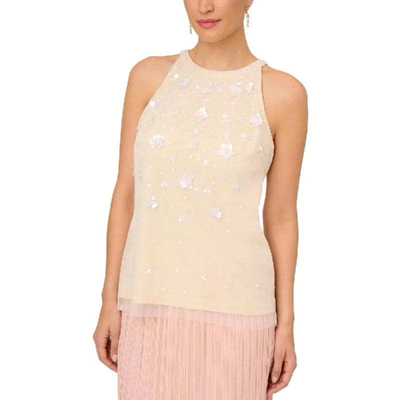 Women's Soft Camis for Relaxing at Home -Adrianna Papell Womens Trapeze Sequins Tank Top