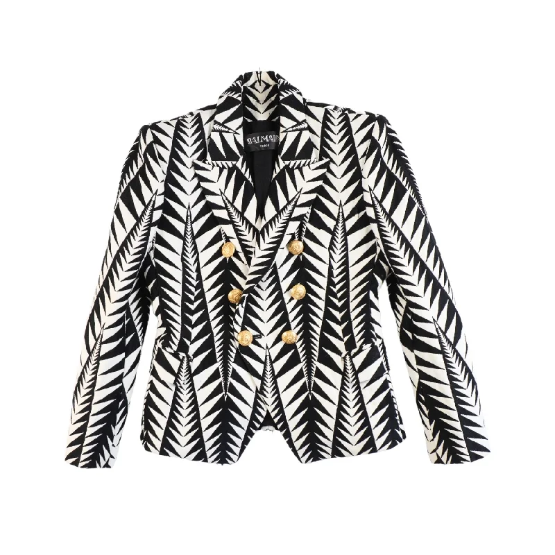 Women's Blazers with Floral Accent -Balmain Blazer - Women's 42