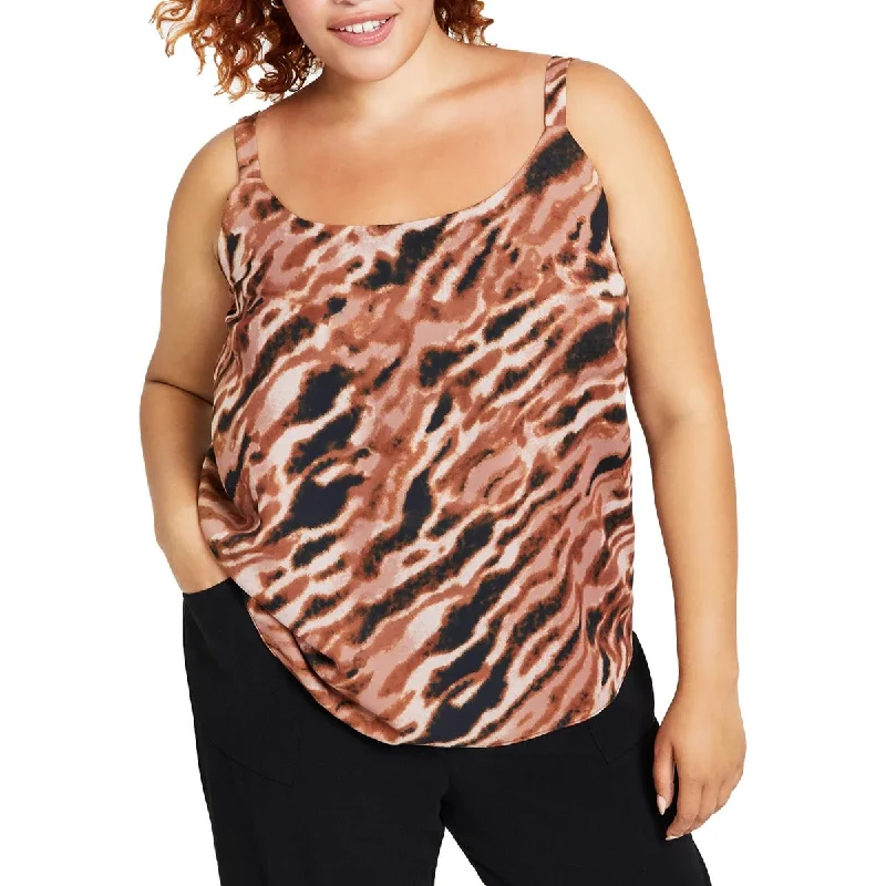 Women's Elegant Camis for Dressy Events -Bar III Womens Plus Animal Print Shell Tank Top