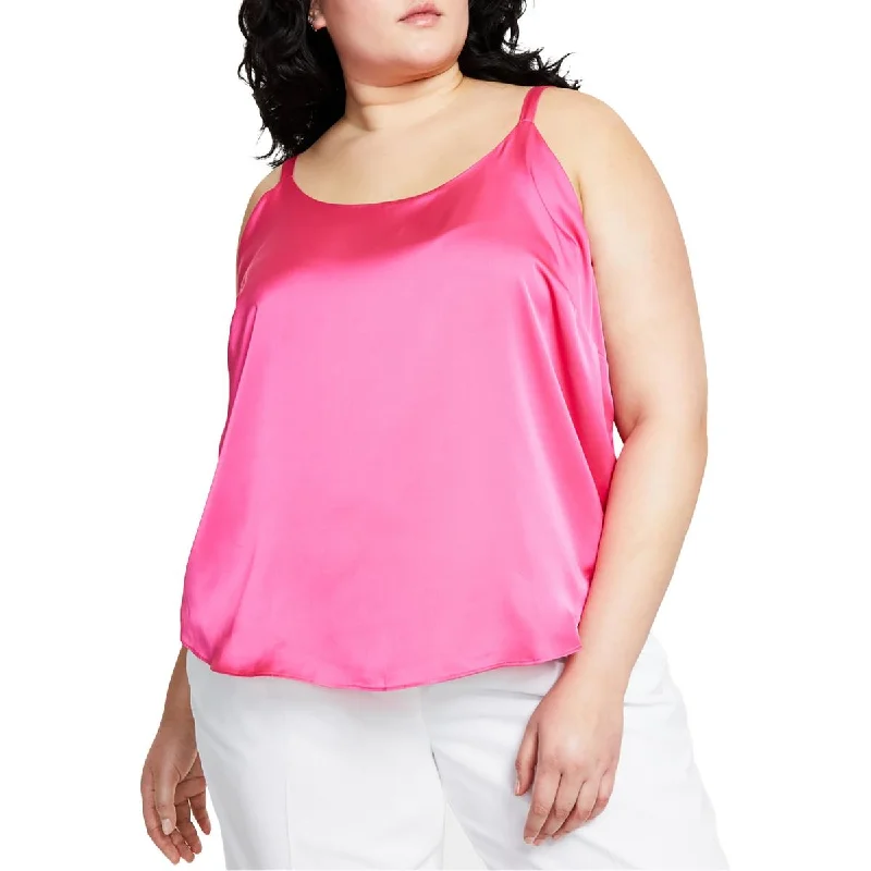 Women's Trendy Tank Tops for Layering -Bar III Womens Plus Scoop Neck Sleeveless Tank Top