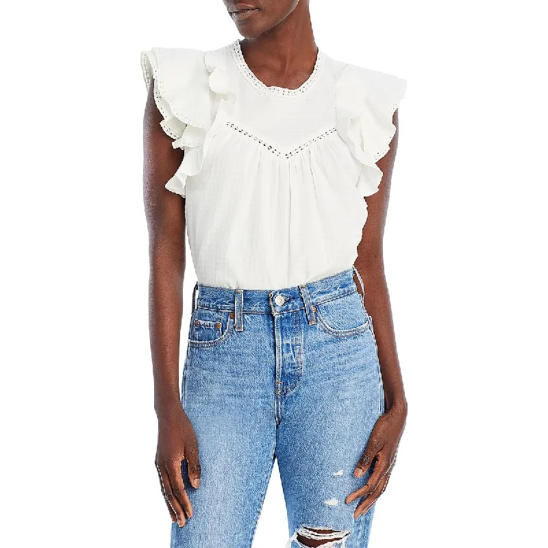 Women's Blouses for Bohemian Style -Bila Womens Cotton Flutter Sleeve Blouse