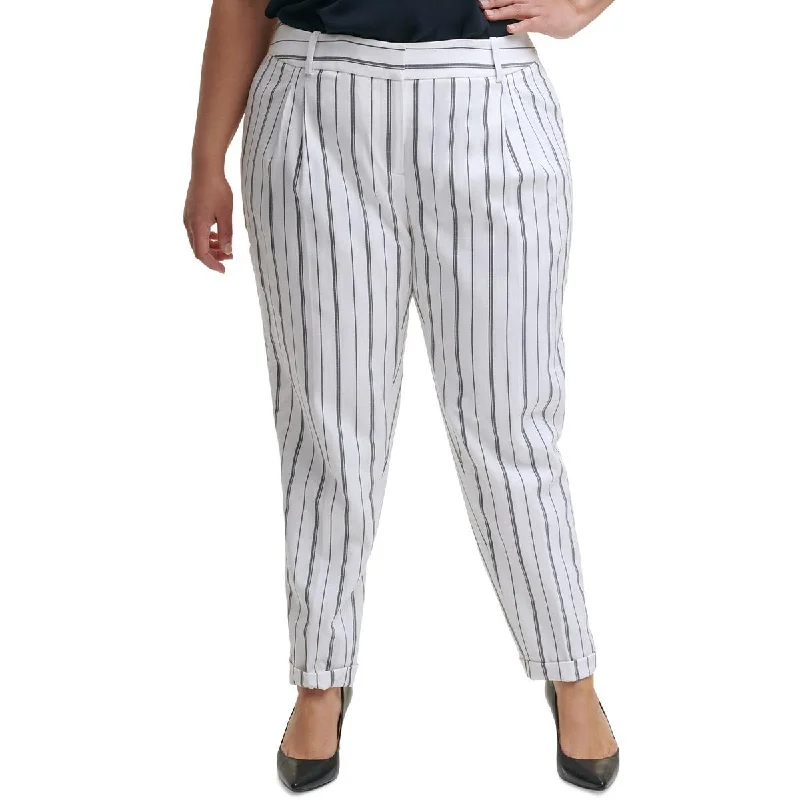 Women's Cotton Blend Suit Pants-Calvin Klein Womens Plus Striped Slim Leg Dress Pants Women's Cotton Blend Suit Pants-Calvin Klein Womens Plus Striped Slim Leg Dress Pants