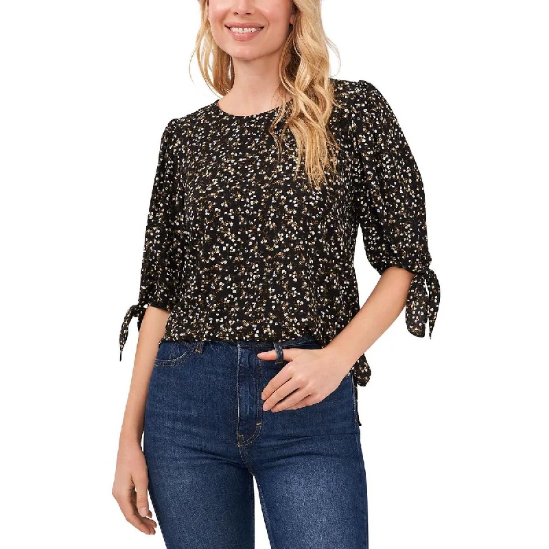 Women's Sleeveless Collar Shirts -CeCe Womens Textured Tie Sleeve Blouse