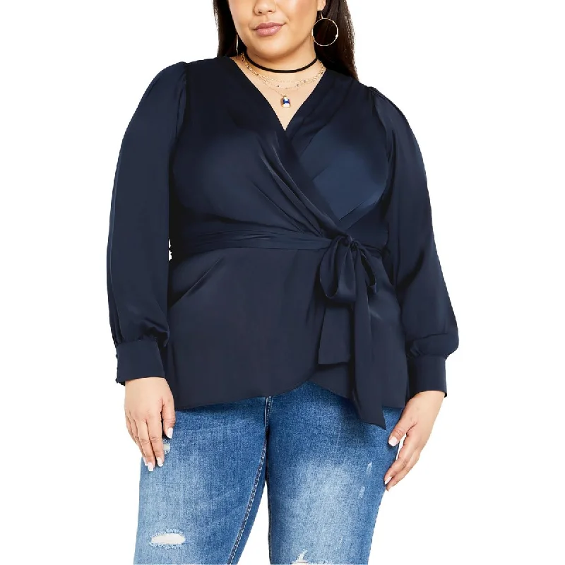 Women's Layering Shirts -City Chic Womens Plus Faux Wrap  Blouse