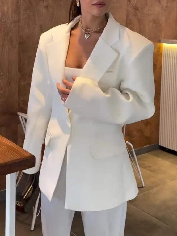 Women's Fancy Occasion Blazers -Elegant Solid Color Loose Blazer Stylish Comfortable and Perfect for Every Occasion