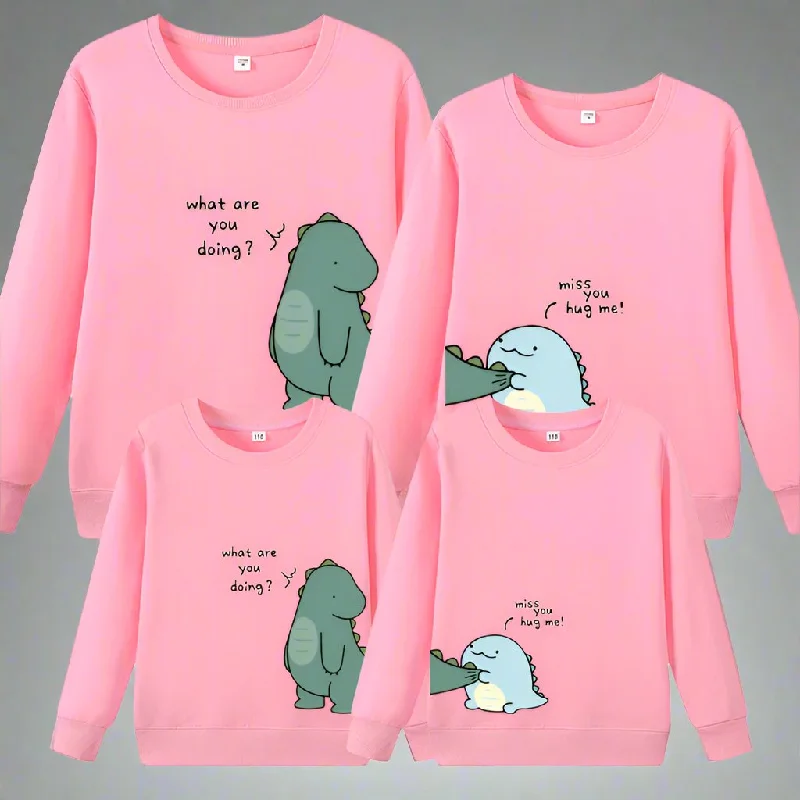 Women's Sweater Set with Matching Knitted Skirt -Family Matching Dinosaur Sweatshirt Set - Cute "What Are You Doing?" Design in Multiple Colors Women's Sweater Set with Matching Knitted Skirt -Family Matching Dinosaur Sweatshirt Set - Cute "What Are You Doing?" Design in Multiple Colors