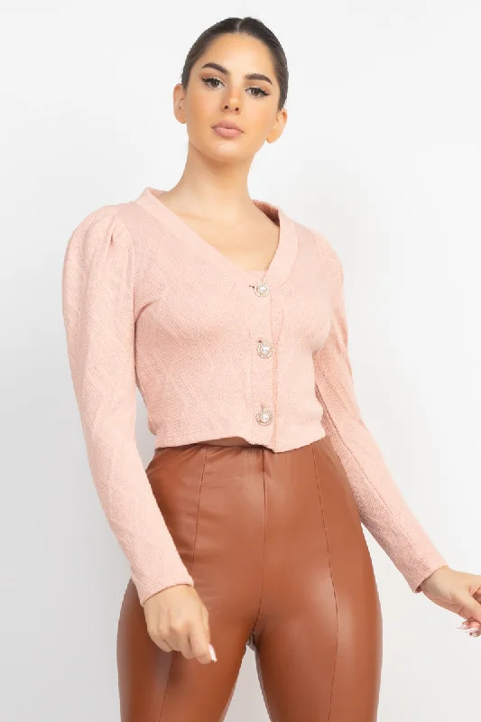 Women's Layered Look Tweed Blazers -Geometric Cami Puff Sleeves Blazer Top Set