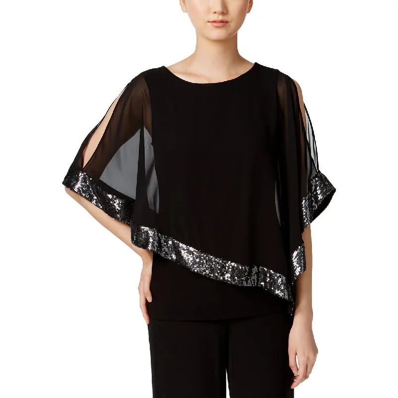 Women's Oversized Blouses -MSK Womens Petites Chiffon Asymmetric Blouse