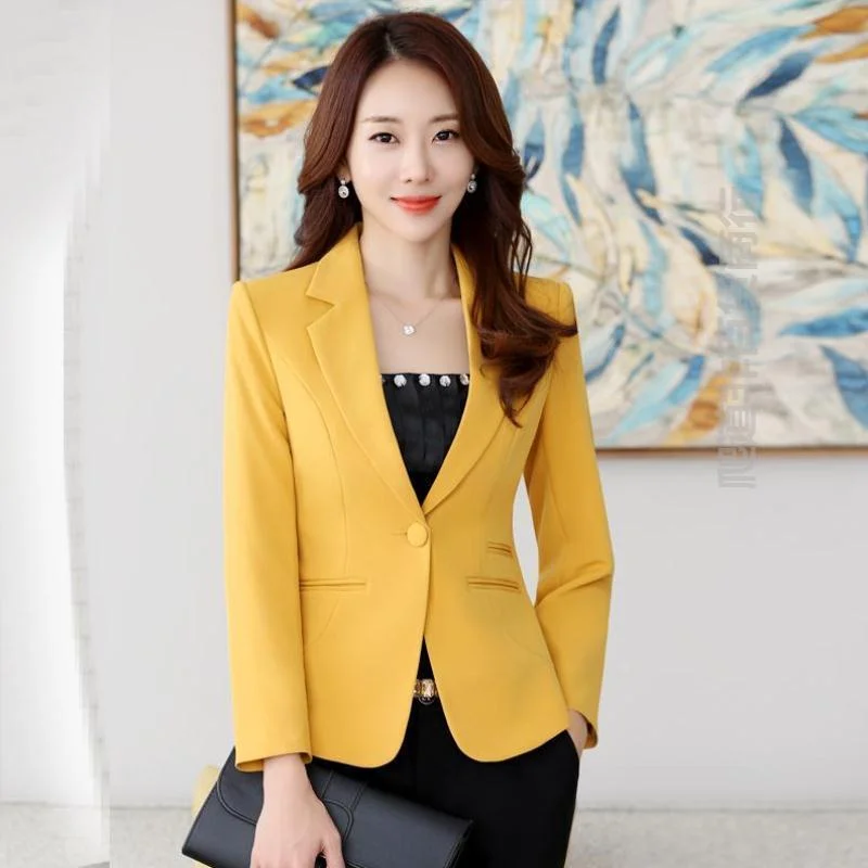 Women's Blazers with Bow Detail -Oversize 5XL Autumn Casual Women Suit Coat Solid Blazer Office White Tops Jacket Slim Black Blazers Female Business Work Clothes