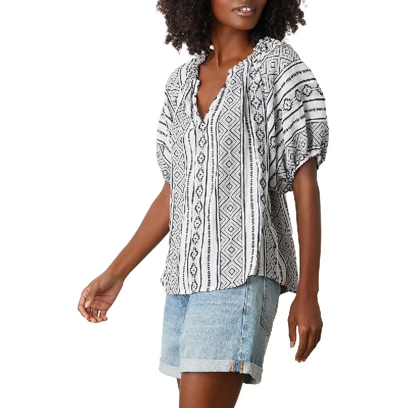 Women's Top Button Blouses -VELVET BY GRAHAM & SPENCER Womens Gathered V-Neck Blouse Women's Top Button Blouses -VELVET BY GRAHAM & SPENCER Womens Gathered V-Neck Blouse