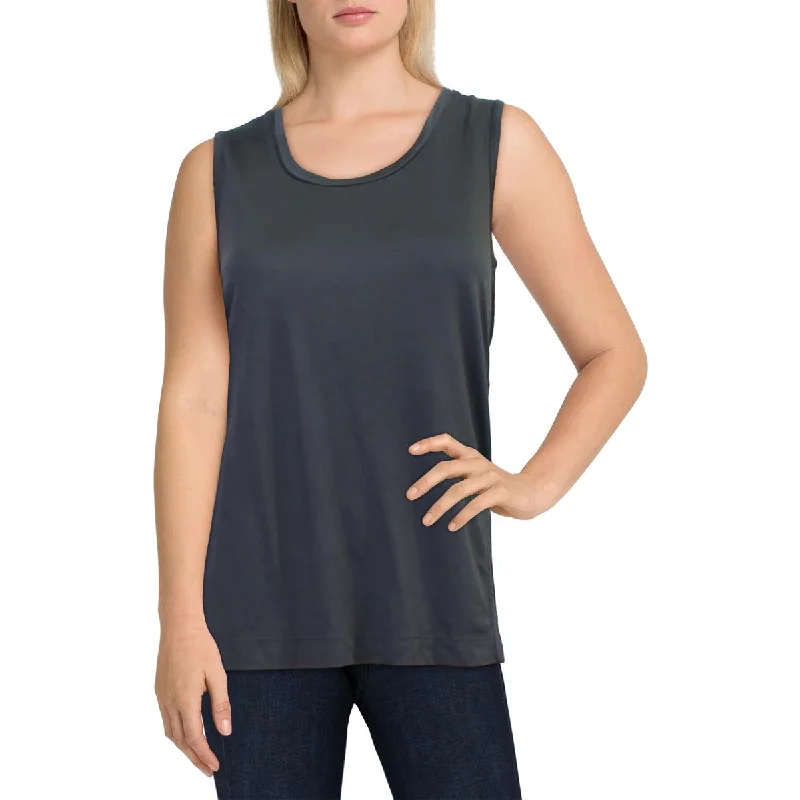 Women's Camis with Decorative Necklines -B New York Womens Scoop Neck Side Slit Tank Top