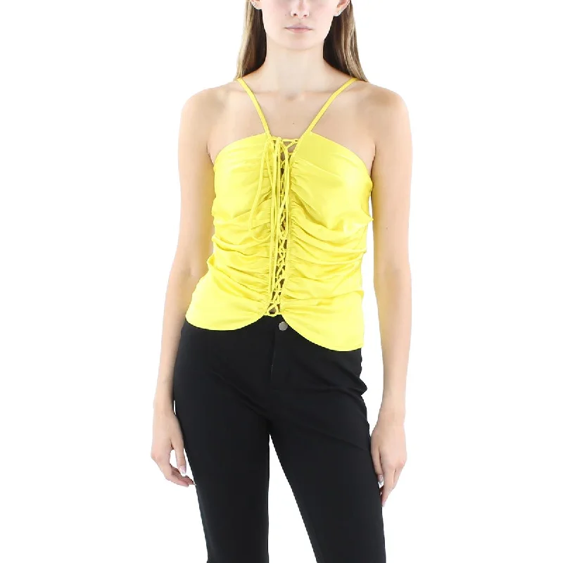 Women's Tank Tops for Casual Outings -Guess by Marciano Womens Lace-Up Front Strappy Tank Top
