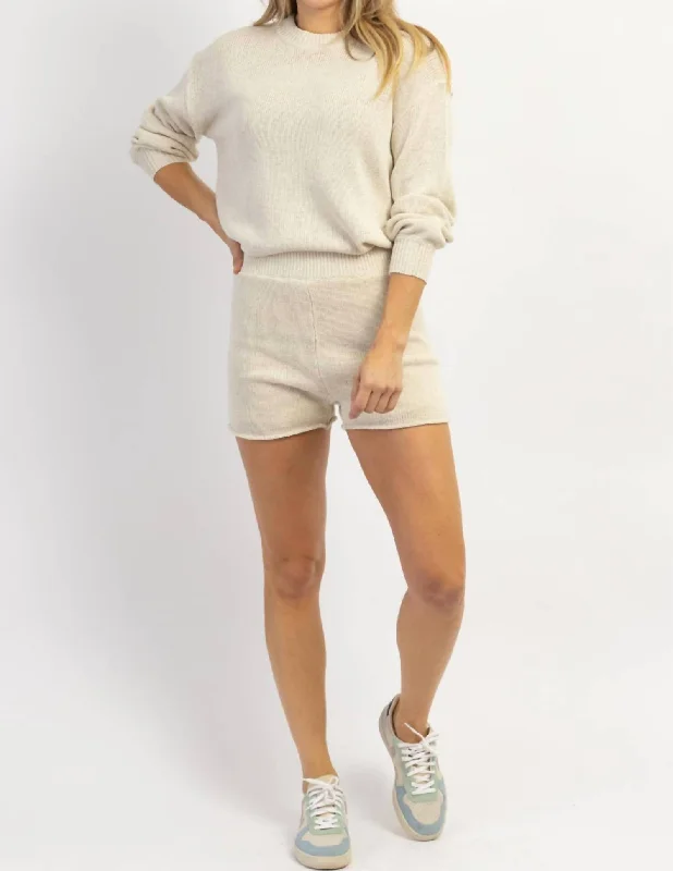 Women's Sweater Set for Easy Styling -Isadora Knit Top And Lined Short Set In Beige