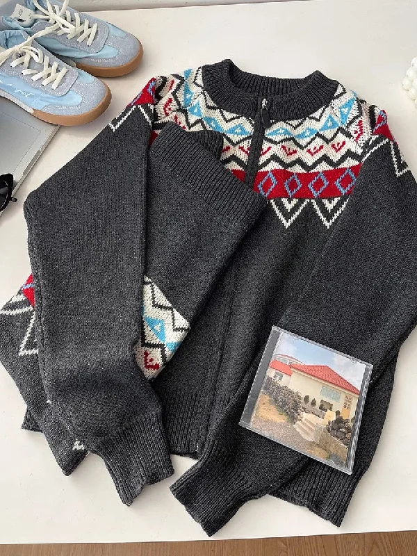 Cozy Women's Set Sweater -jacquard round neck long-sleeved sweater jacket + knitted skirt two-piece set S4746 Cozy Women's Set Sweater -jacquard round neck long-sleeved sweater jacket + knitted skirt two-piece set S4746