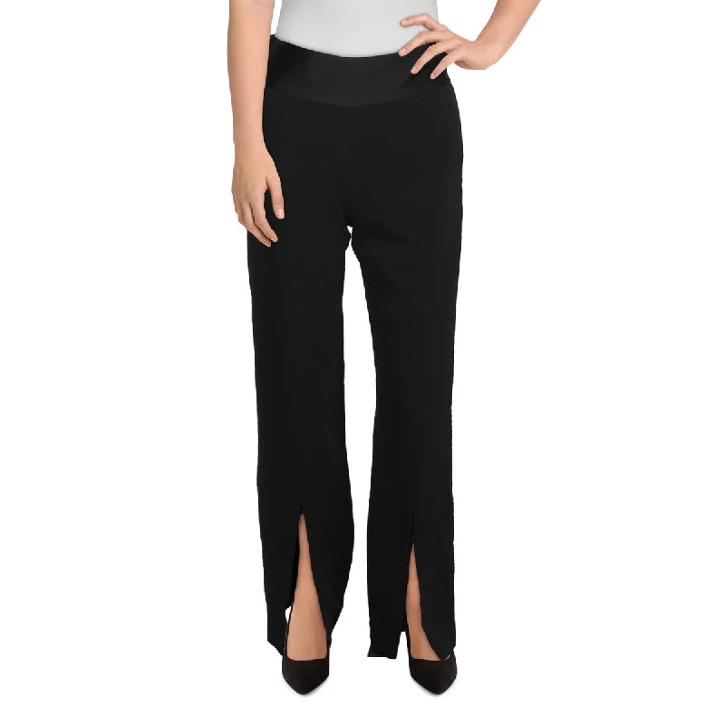 Women's Smart Fit Suit Pants-Jonathan Simkhai Womens Satin Trim Split Hem Dress Pants Women's Smart Fit Suit Pants-Jonathan Simkhai Womens Satin Trim Split Hem Dress Pants