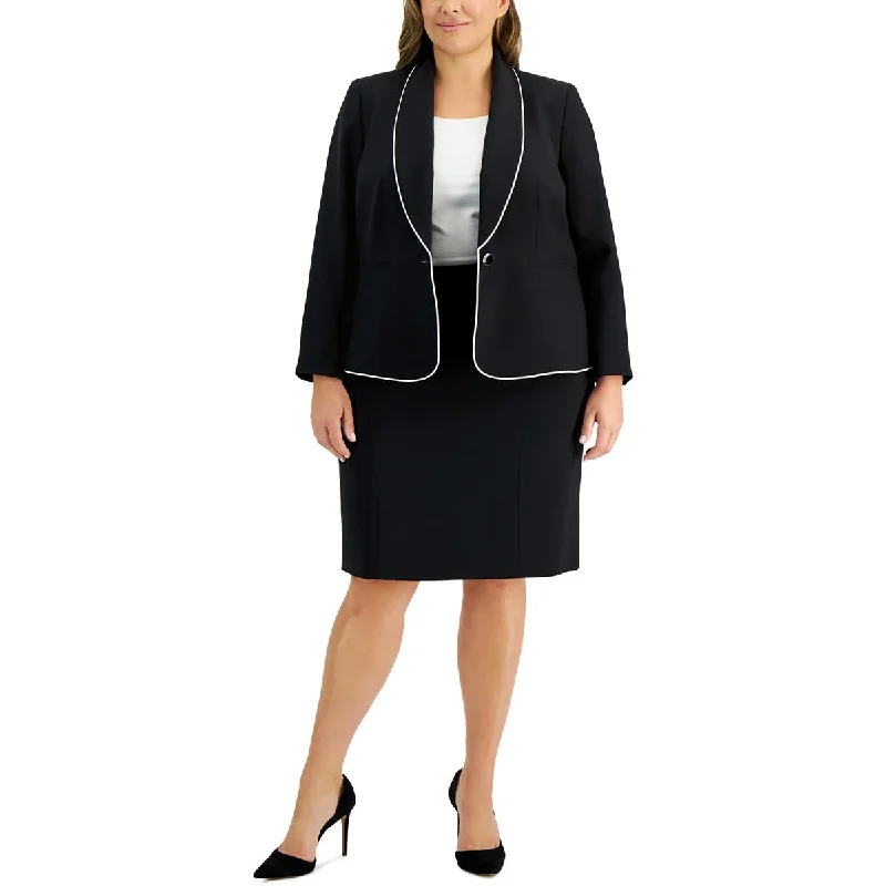 Women's Blazers for Fall Season -Le Suit Womens Plus Contrast Trim One-Button Blazer Women's Blazers for Fall Season -Le Suit Womens Plus Contrast Trim One-Button Blazer