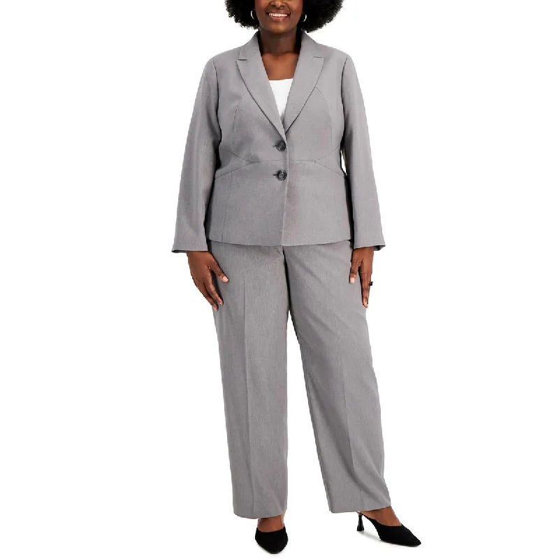 Women's Blazers with Embellishments -Le Suit Womens Plus Solid  Two-Button Blazer