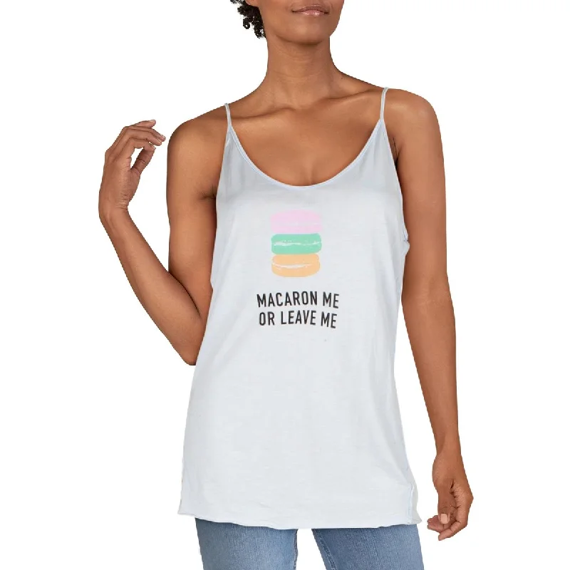Women's Tank Tops for Day Trips -Michelle by Comune Womens Let's Roll Graphic Sleeveless Tank Top