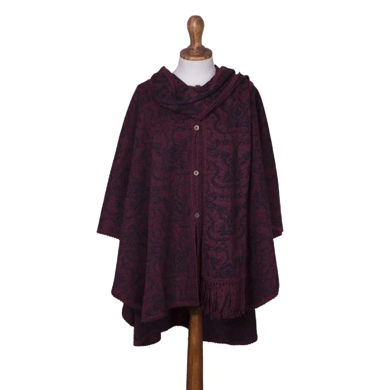 Women's Open Front Cloak Sweater-Peruvian Wildflower Reversible Ruana Cloak