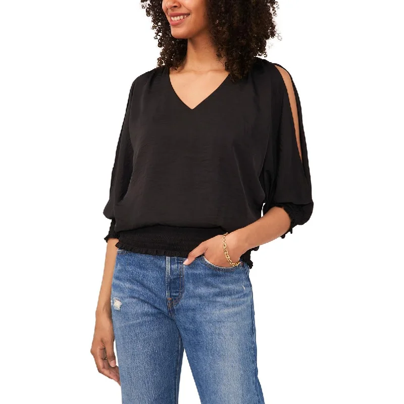 Women's Blouses with Zipper Closure -Sam & Jess Womens Smocked Cold Shoulder Blouse