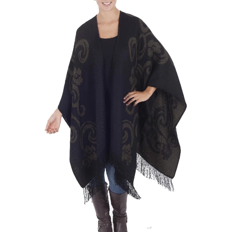 Women's Chunky Knit Cloak Sweater-Spring Silhouette Reversible Ruana Cloak