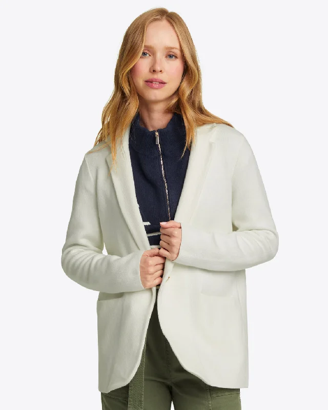 Women's Blazers for Chic Outfits -Sweater Knit Blazer in Magnolia White