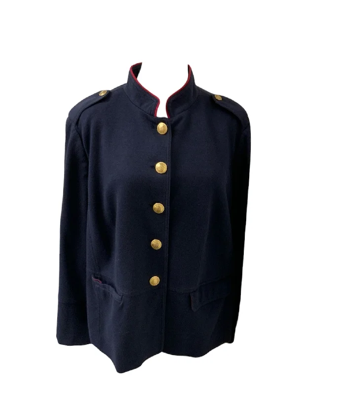Women's Blazers with Bold Patterns -Talbot's Navy Knit Blazer 16WP