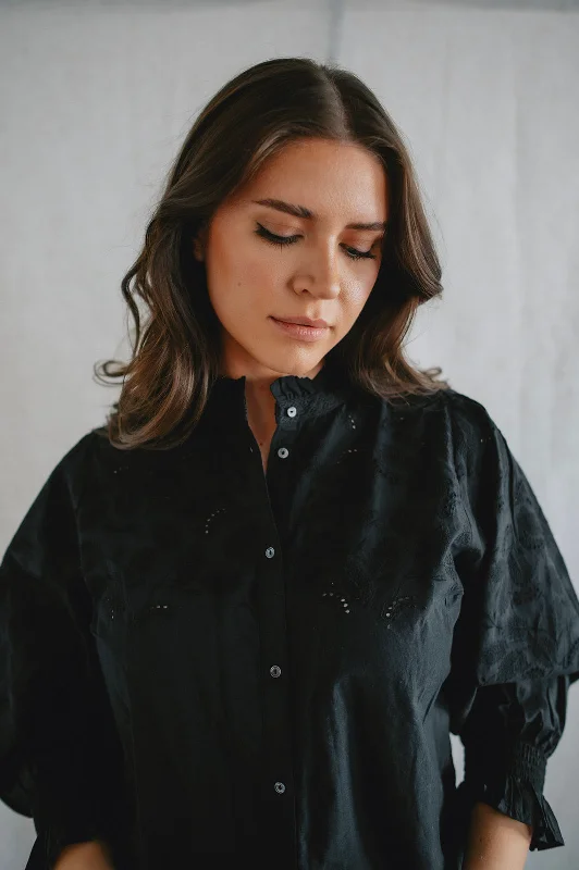 Women's Fit and Flare Blouses -The Kilja Blouse by Part Two - Black