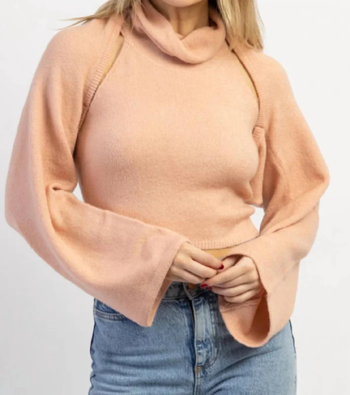 Women's Sweater Set with Ribbed Waistband -The Maddie Sweater Set In Blush