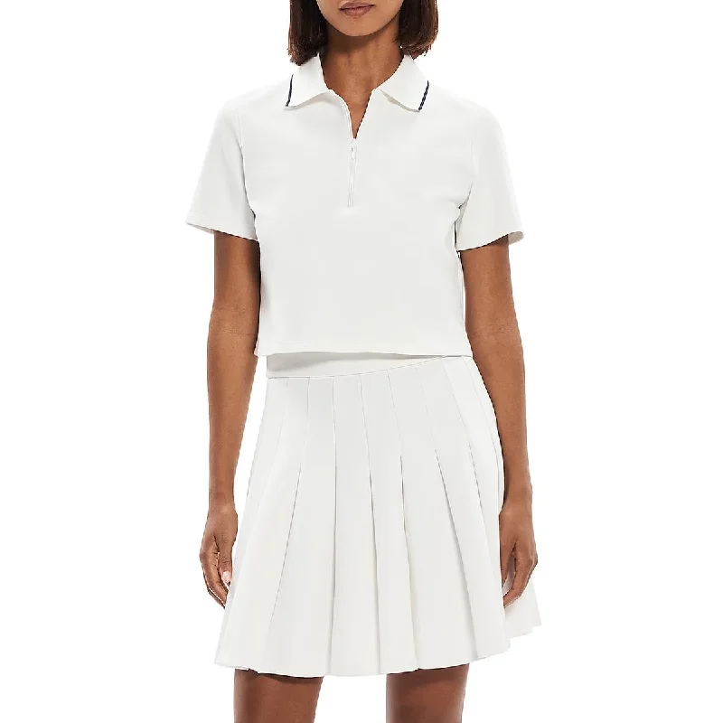 Women's Polo Tops with Collared Design -Theory Womens Quarter-Zip Collared Polo Top