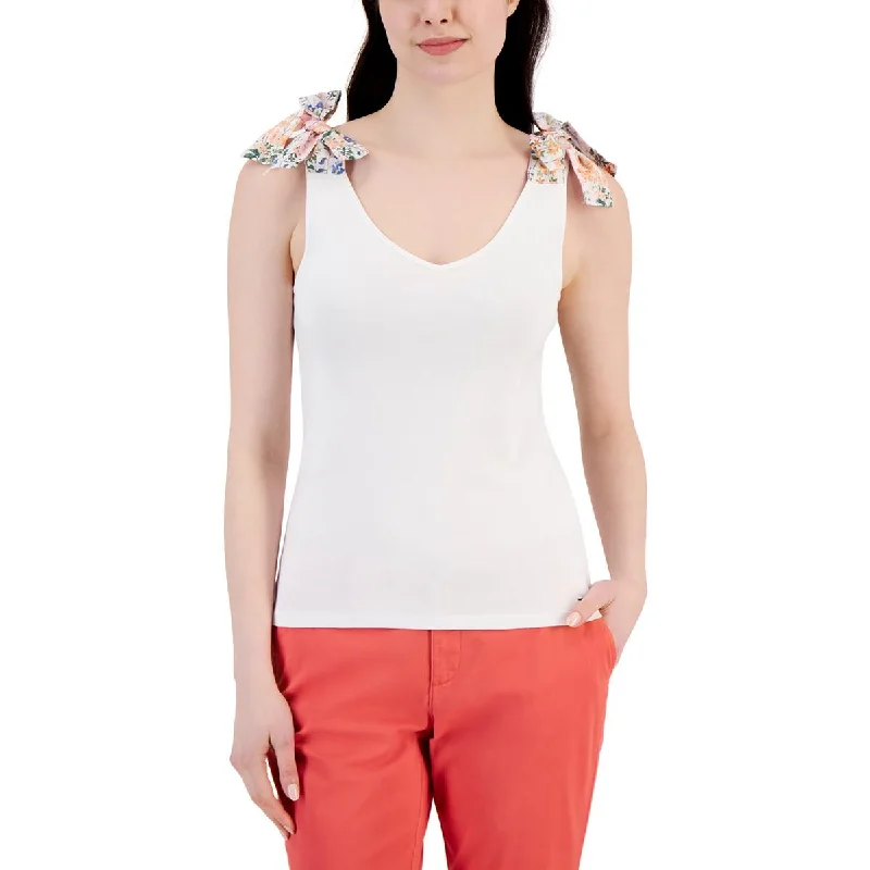 Women's V-neck Tank Tops for Work -Tommy Hilfiger Womens Ribbed Cotton Tank Top
