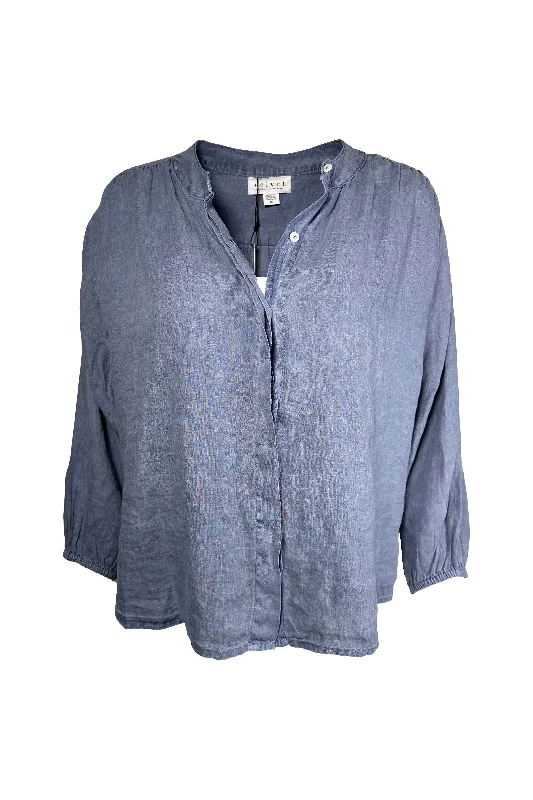 Women's Soft Flowing Blouses -Velvet by Graham & Spencer Avis 06 Woven Linen Blouse | Blue Haze Women's Soft Flowing Blouses -Velvet by Graham & Spencer Avis 06 Woven Linen Blouse | Blue Haze