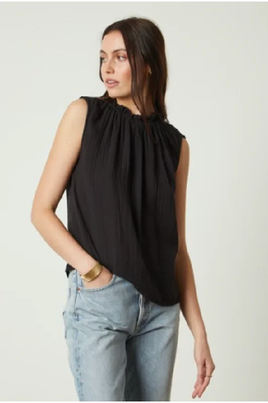 Women's Plain Color Shirts -Velvet by Graham & Spencer Bianca 06 Sleeveless Blouse | Black | Clearance Final Sale Women's Plain Color Shirts -Velvet by Graham & Spencer Bianca 06 Sleeveless Blouse | Black | Clearance Final Sale
