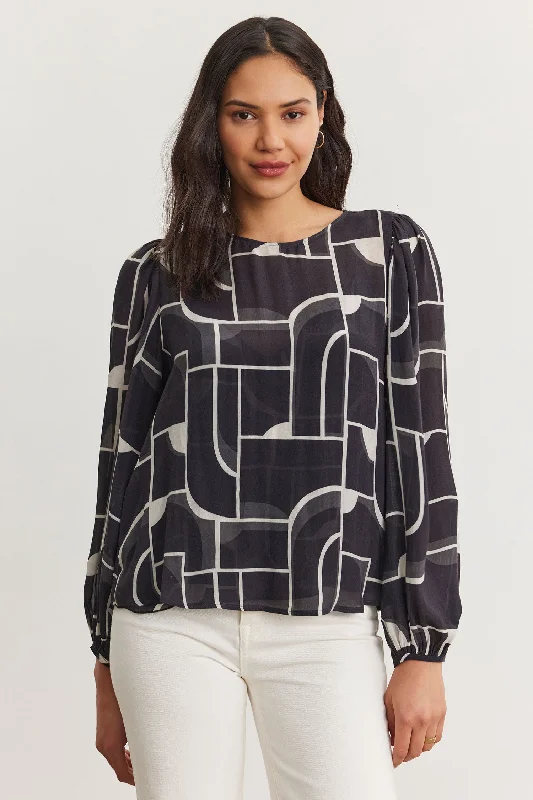 Women's Wraparound Blouses -Velvet by Graham & Spencer Desta 06 Bauhaus Print Blouse | Multi Women's Wraparound Blouses -Velvet by Graham & Spencer Desta 06 Bauhaus Print Blouse | Multi