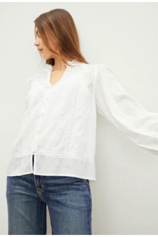 Women's Wide Sleeve Blouses -Velvet by Graham & Spencer Liam 06 Cotton Lace Blouse | White | Clearance Final Sale Women's Wide Sleeve Blouses -Velvet by Graham & Spencer Liam 06 Cotton Lace Blouse | White | Clearance Final Sale