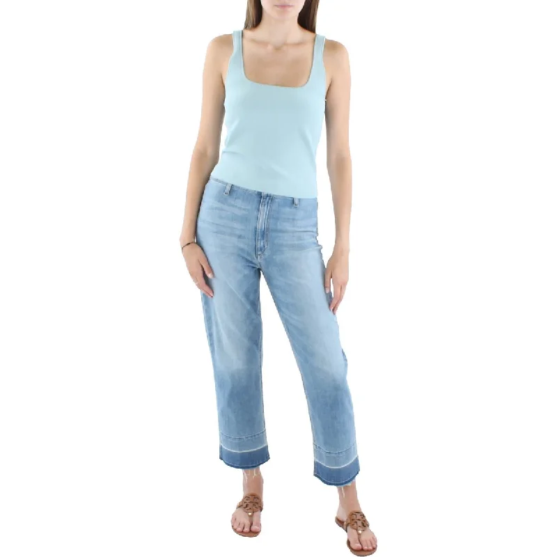 Women's Comfortable Tank Tops with Stretch -Vince Womens Square Neck Crop Tank Top