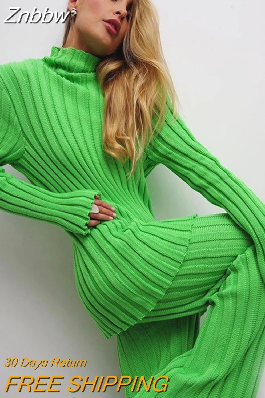 Soft Women's Sweater Set -Znbbw Knit Long Sleeve Sweater Women Top And Pants 2023 Streetwear Two Piece Set Casual Loose Tracksuit Chic Pant Suits Outfit Soft Women's Sweater Set -Znbbw Knit Long Sleeve Sweater Women Top And Pants 2023 Streetwear Two Piece Set Casual Loose Tracksuit Chic Pant Suits Outfit
