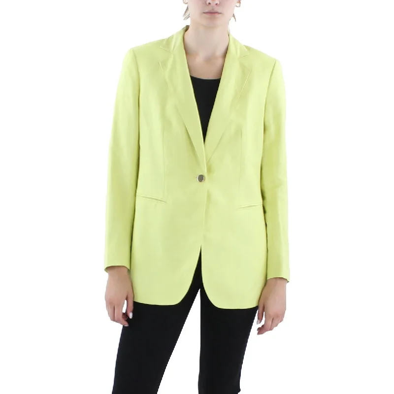 Women's Colorful Office Blazers -Anne Klein Womens Linen One-Button Blazer