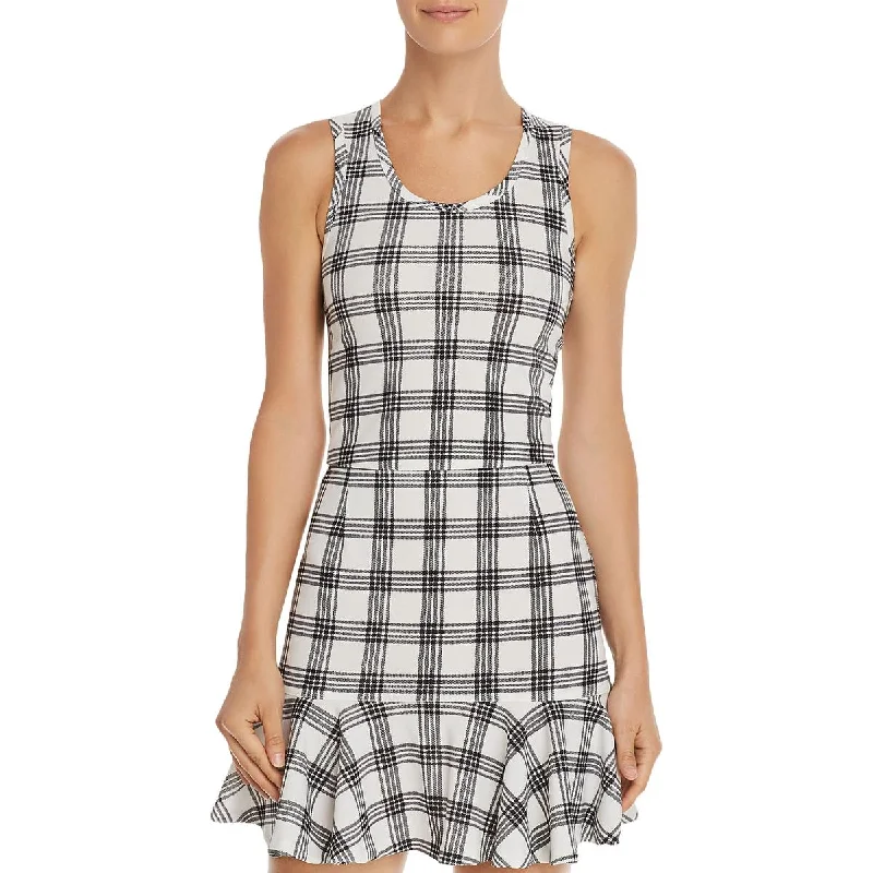 Women's Casual Camis for Everyday Looks -Aqua Womens Plaid Racerback Tank Top