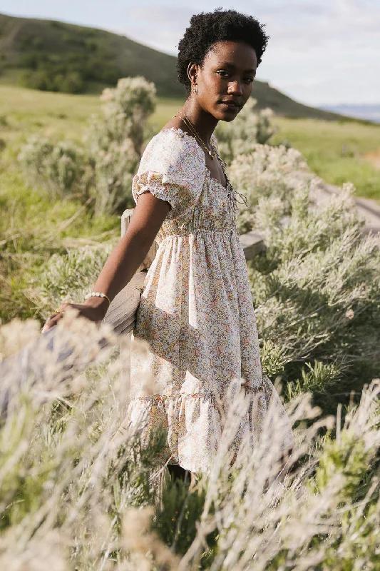 Doll Dress with Beaded Bodice Detail -Averie Floral Babydoll Dress - FINAL SALE