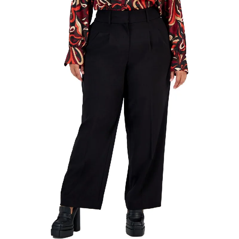 Women's Tailored Dark Suit Pants-Bar III Womens Plus Mid Rise Office Dress Pants