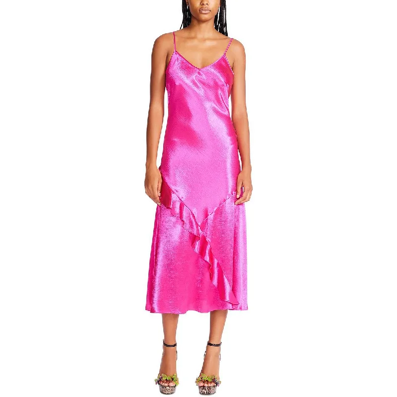 Silk Satin Slip Dress for Casual Outing -Silk Satin Slip Dress for Special Events -Betsey Johnson Womens Satin Ruffled Slip Dress Silk Satin Slip Dress for Casual Outing -Silk Satin Slip Dress for Special Events -Betsey Johnson Womens Satin Ruffled Slip Dress