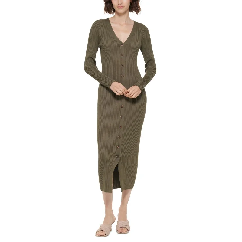 Soft and Cozy Women's Sweaterdress -Calvin Klein Womens V-Neck Maxi Sweaterdress