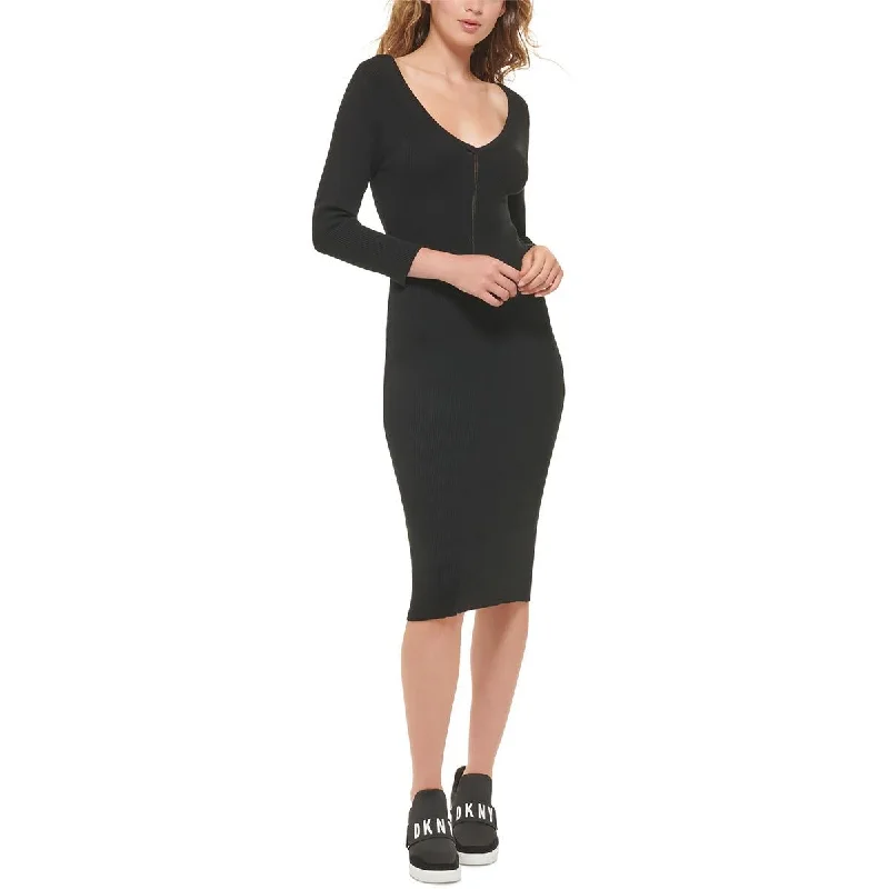Women's Sweaterdress for Date Nights -DKNY Jeans Womens Fitted V-Neck Sweaterdress
