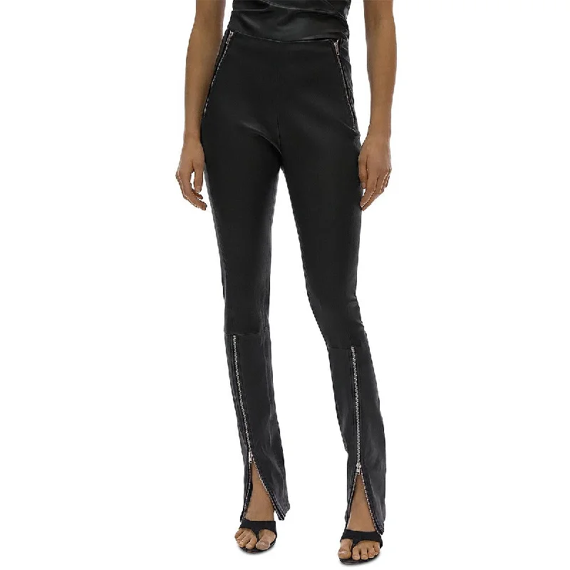 Women's Relaxed Wool Suit Pants-Helmut Lang Womens Lamb Leather Zip Dress Pants