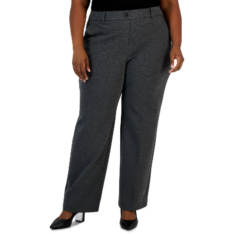 Women's Professional Suit Pants-Kasper Womens Plus Ponte Faux Fly Dress Pants